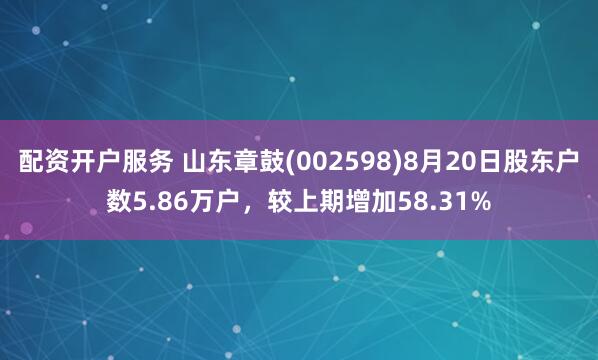 配资开户服务 山东章鼓(002598)8月20日股东户数5.86万户，较上期增加58.31%